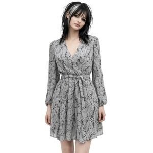 Disturbia Womens Dress Gothic Rose & Moon Witchy Black Gray Thorn Print Size @